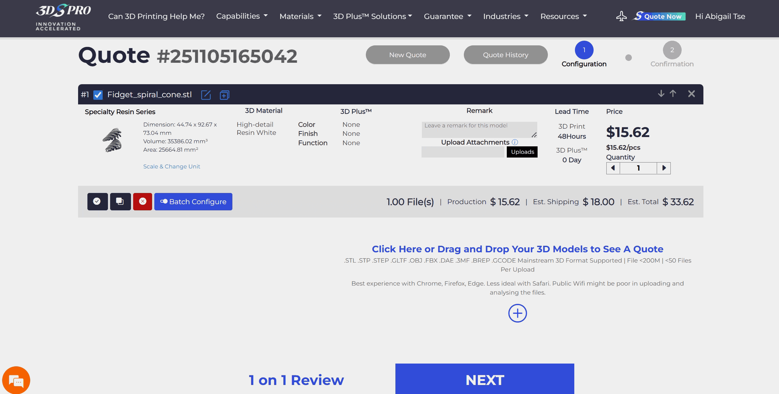 squote threading tapping multi pieces pricing